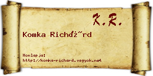 Komka Richárd névjegykártya